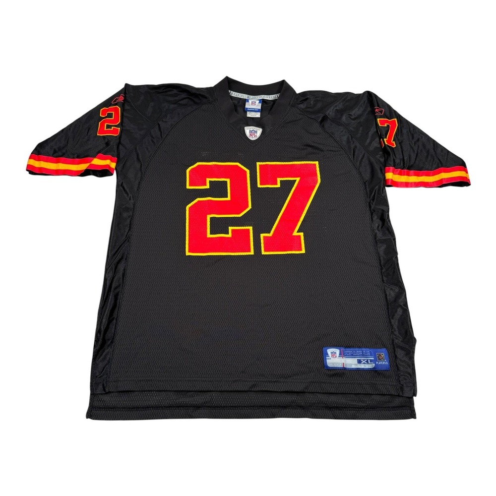 Kansas City Chiefs Football Jersey Mens XL Black NFL Reebok Johnson 27 On Field